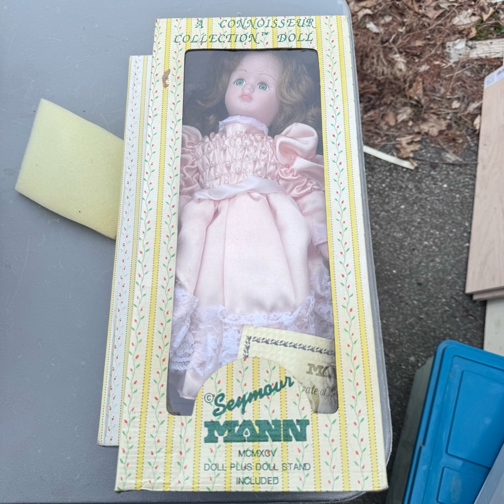 Seymour MannPink and White porcelain Doll with Lace Dress and Accessories